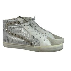 Vintage Havana Edge High Top Sneakers Light Grey Croco Star Studs Size 11 Womens